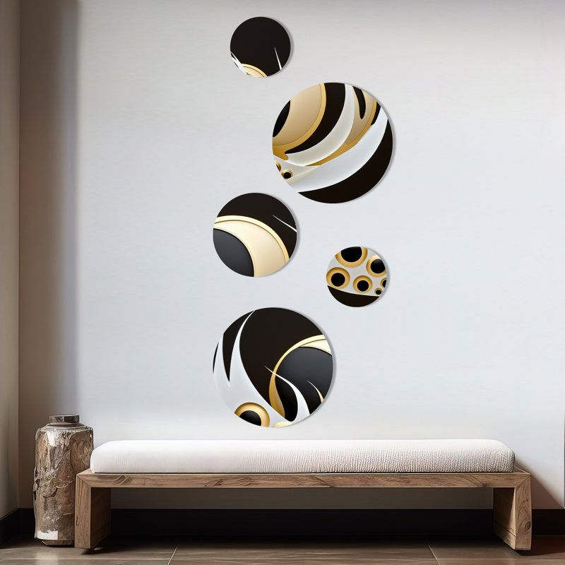 Décoration murale abstraite sur métal - univers circulaire doré VI