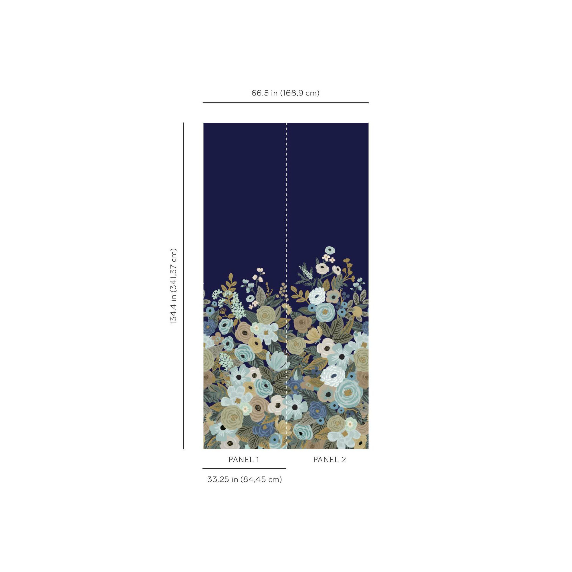 Rifle Paper Co. Garden Party 11.2' L  x  66.5" W Wallpaper Roll, Navy