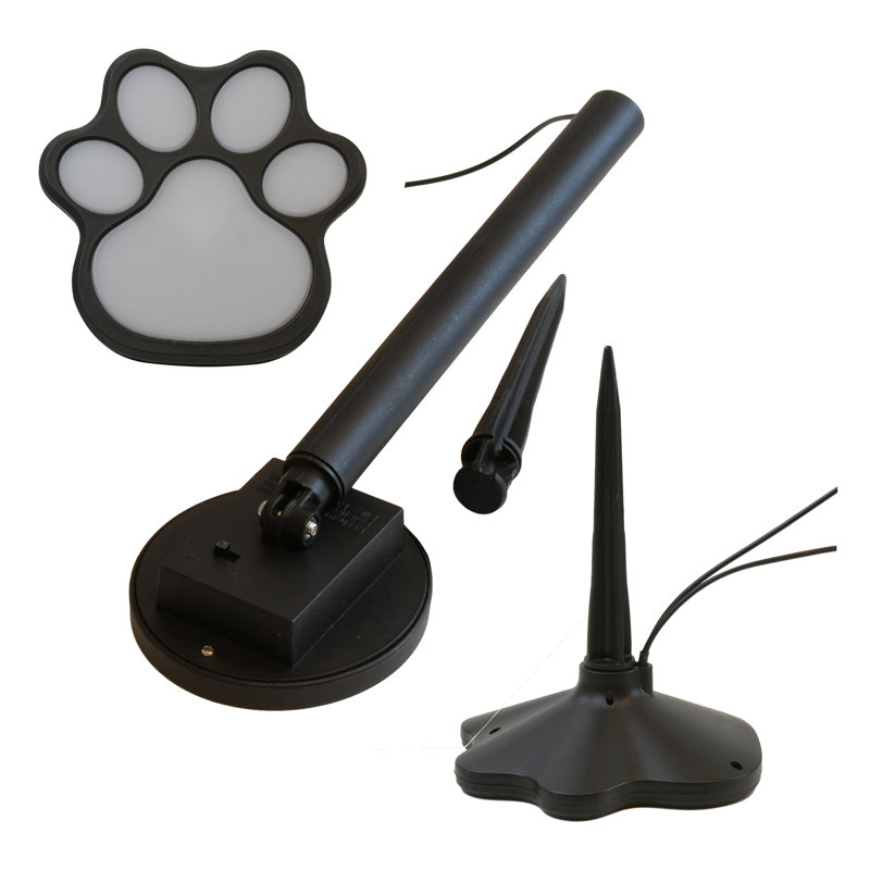 Solar Powered Black Paw Print Pathway Lights Set of 4