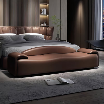 Banc rembourré en cuir véritable Marajade