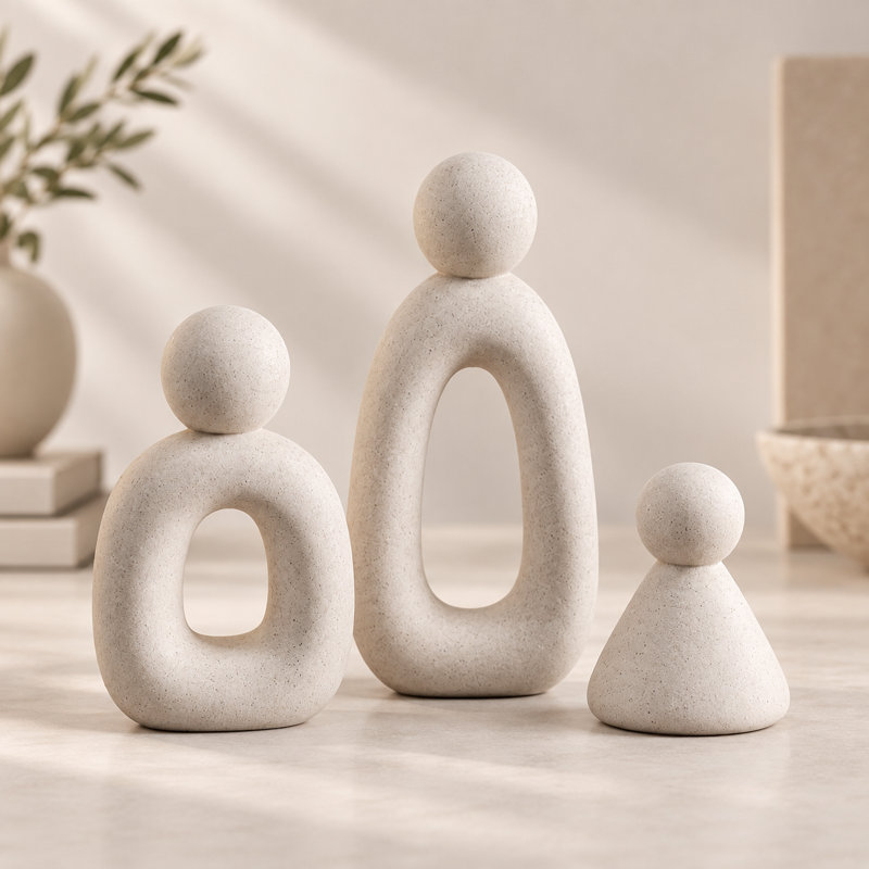 Ensemble de 3 figurines abstraites de famille