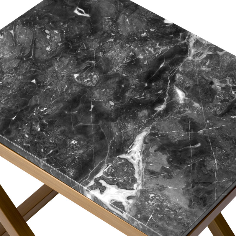 Side Table Criss Cross Brushed Brass Finish - Frame