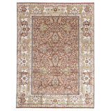 Hand Knotted Cotton Area Rug in Red And Ivory