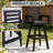 Outdoor Swivel Bar Stool, Carbon HDPE Patio Bar Chair With 360° Swivel & Ladderback, All-Weather Bar Height Stool For Deck, Porch, Poolside, Hot-Embossed Wood Grain-477537989