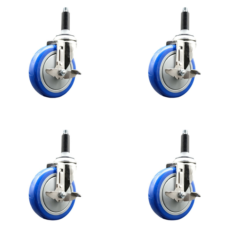 Jeu de roulettes extensibles en acier inoxydable 316SS, Bleu