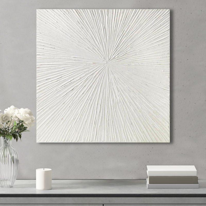 Décoration murale moderne l 30 po x H 30 po x P 1,25 po - intérieur blanc brillant en résine, Blanc