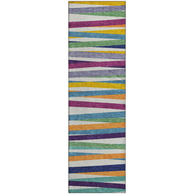 Premium Machine Washable Lyndhurst AMF997 Stripes Rug