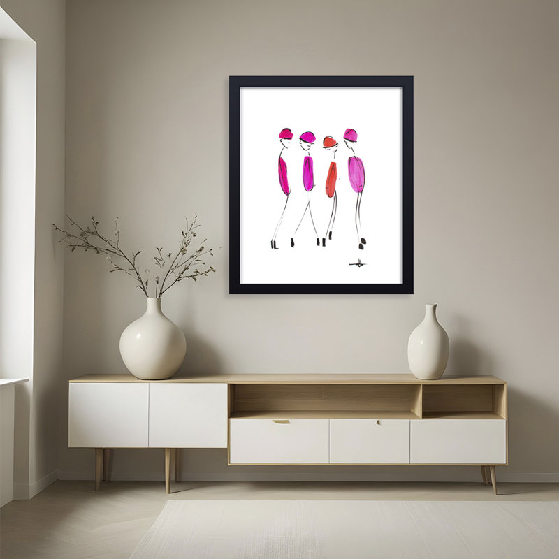 Four In Fuchsia Print by Chauncey Jacks, 16" H x 12" W x 1.125" D, Framed Print, Black