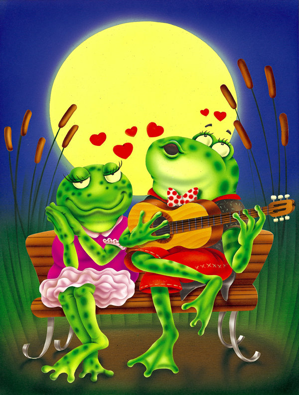 Drapeau de jardin Fentes Frog Love Love, Vert