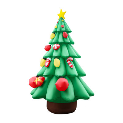 12FT Giant Christmas Tree Inflatable with Gifts Light Balls Candy Canes 6 LED Lights 190D Polyester 12V 2000mA Outdoor Yard Decor