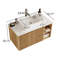 Meuble-lavabo simple mural de 30 po avec lavabo vasque en céramique, comptoir en pierre frittée et armoire en bois cannelé, finition chêne rétro, 2 portes à fermeture en douceur et tablettes ouvertes-610633039-733914450