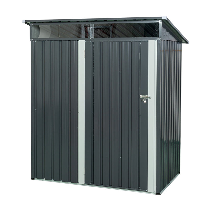 5Ft X 3Ft Outdoor Metal Storage Shed Transparent Plate, Gray