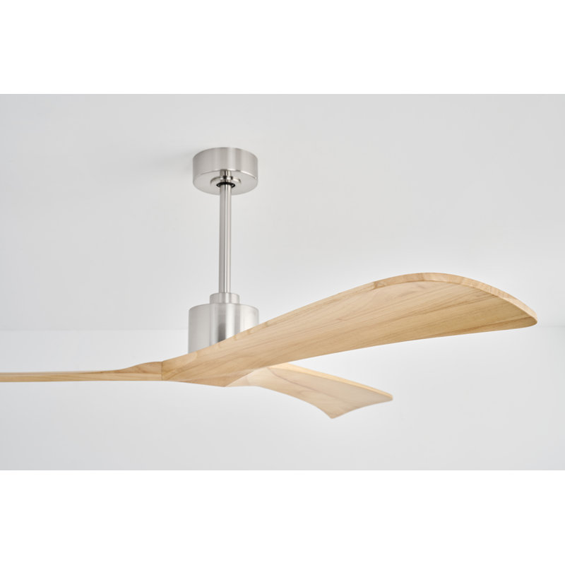 Forester Smart Ceiling Fan, 60", Brushed Steel with Natural Wood Blades