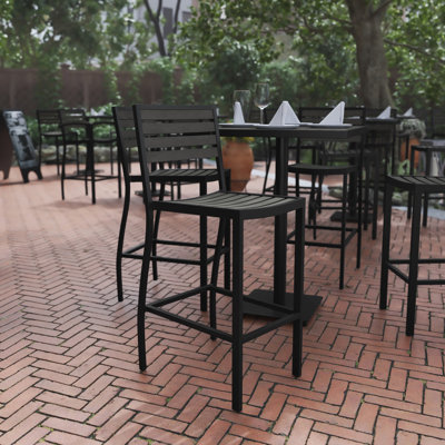 Aubreonna Commercial Grade Indoor/Outdoor All-Weather Patio Barstool with Footrest