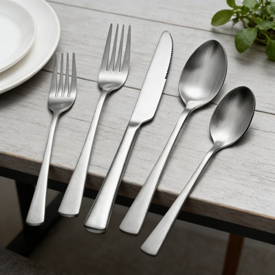 Ensemble de couverts 40 pièces pour 8, ensemble de couverts en acier inoxydable 18/10 avec finition satinée mat, ensemble de couverts forgés allant au lave-vaisselle pour un usage quotidien et formel