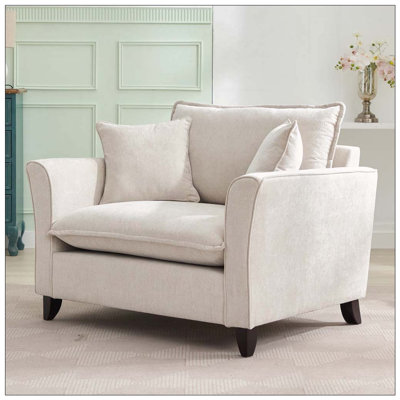 Fauteuil surdimensionné en chenille avec accoudoirs à volants