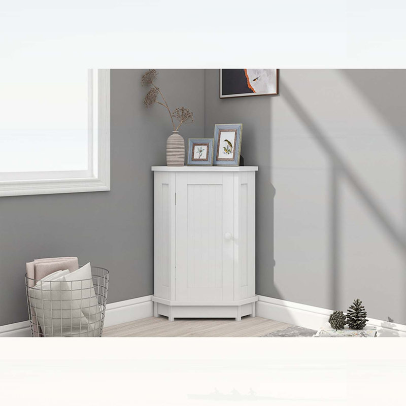 Armoire de rangement d'angle avec tablettes réglables, White