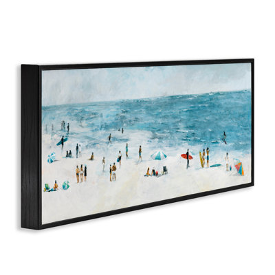 Scène côtière Busy Beach, giclée encadrée, design par Lorenzo Collective