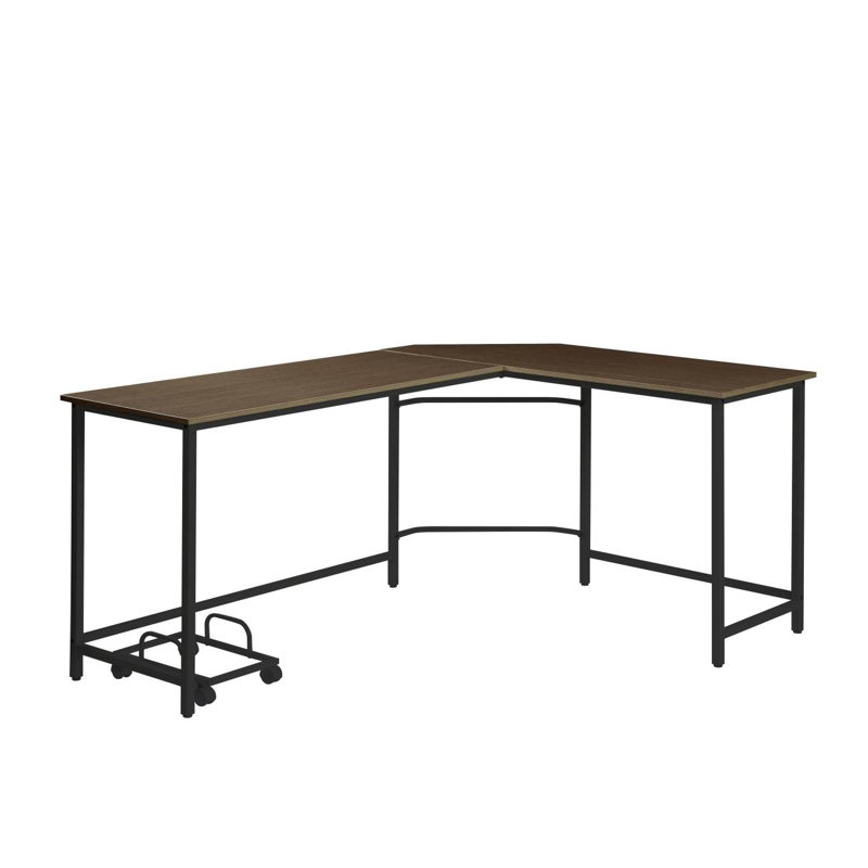 Bureau d'ordinateur, Plateau en chêne / cadre noir 