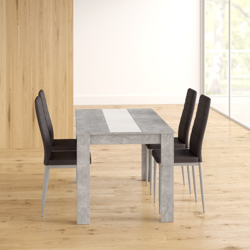 Alceste 4 - Person Dining Set, Dark grey, Grey/White