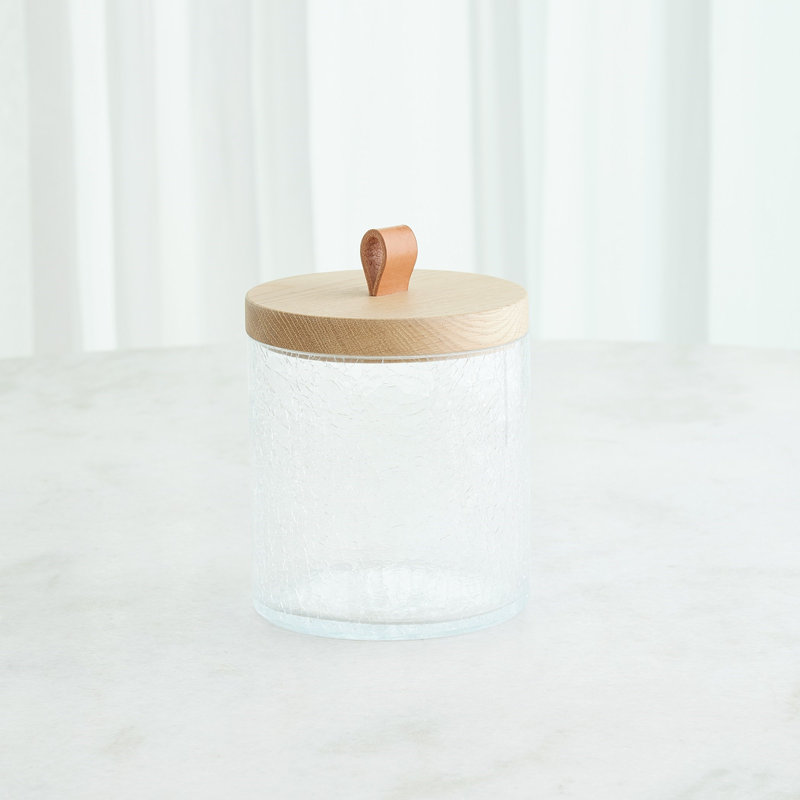 Crackle Glass Canister w/Lid, 40 oz