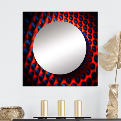 Portail Moire Matrix en rouge et bleu - Miroir carré géométrique moderne pour décoration murale