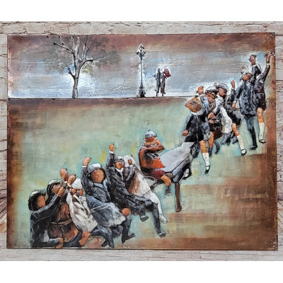 Abstract Modern Art Seesaw 3 Dimensional Painting on Metal Canvas Figurine