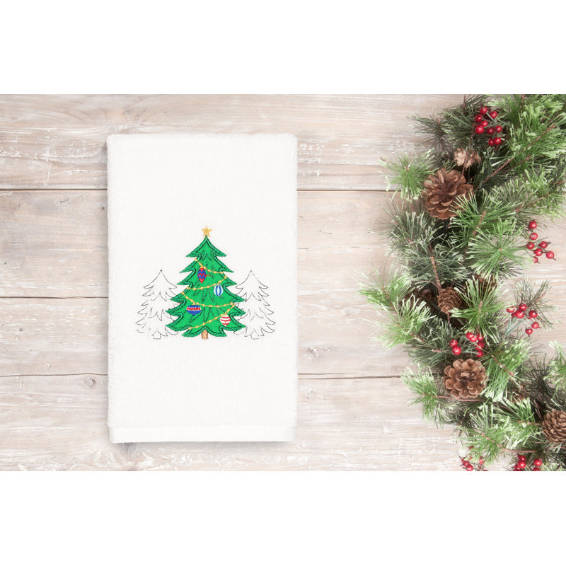 Christmas Midweight Hand Towel, White