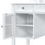 Meuble-lavabo de 44,4 po avec grand miroir ajustable, coiffeuse avec tiroir et armoire, coiffeuse pour la chambre à coucher peu encombrante, blanc