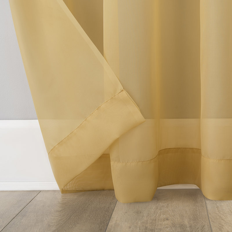 Panneau de rideau simple diaphane avec œillets, L 59 po x L 84 po, Jaune cari