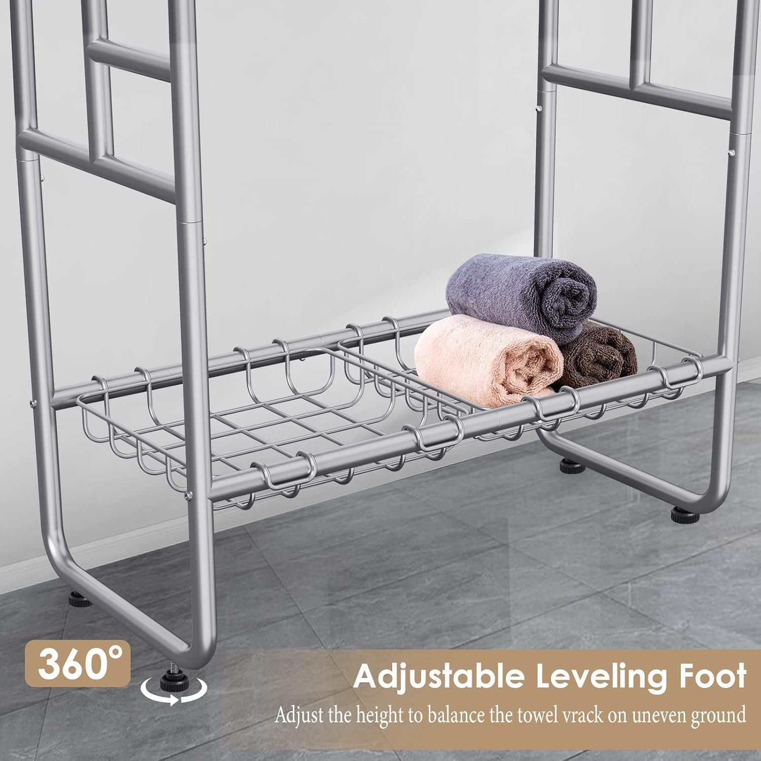 Hokku Designs 40" Tall Standing Towel Rack For Extra Large Towel, 3 ...