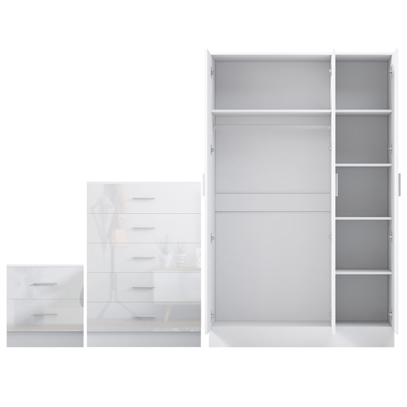 Eva Piece Bedroom Set, White Gloss / Matt White