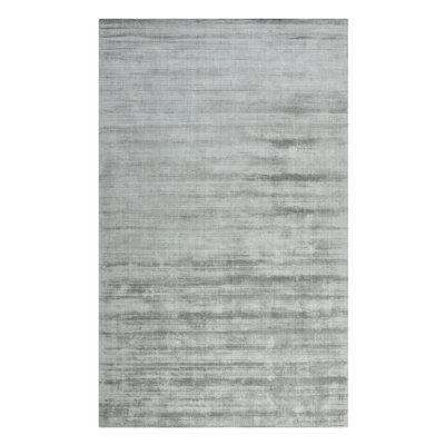 Handwoven Art Silk Gray Striped Area Rug