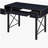 Black computer desk with keyboard tray