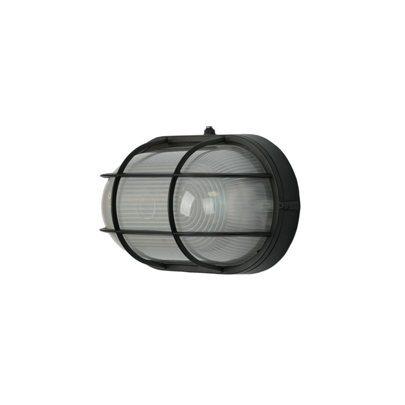 Cloison ovale 11 po - Noir texturé avec verre transparent sablé