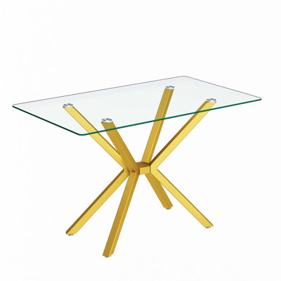 47.24" Rectangular Clear Tempered Glass Dining Table