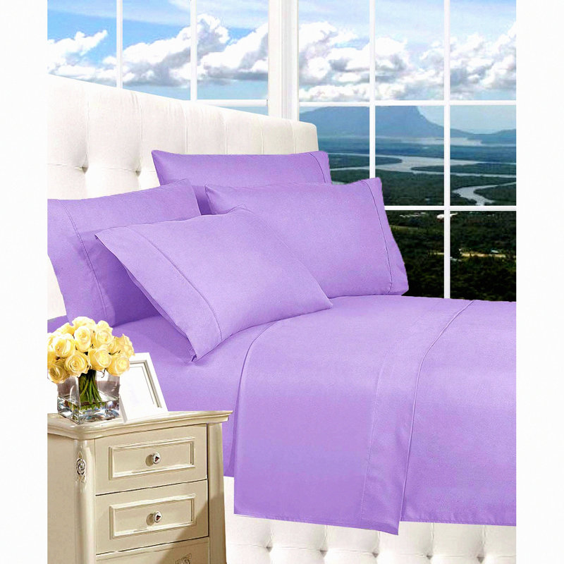 Premier Comfort 1800 Luxury Bedding Set - Wrinkle-Free Sheets with Deep Pockets - Hotel Quality 4-Piece Bed Sheet Set, Purple