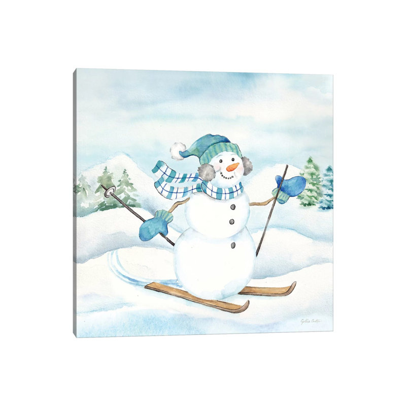 Let it Snow Blue Snowman III 1 Piece Wrapped Canvas Painting, 66.04 cm H x 66.04 cm W x 3.175 cm D
