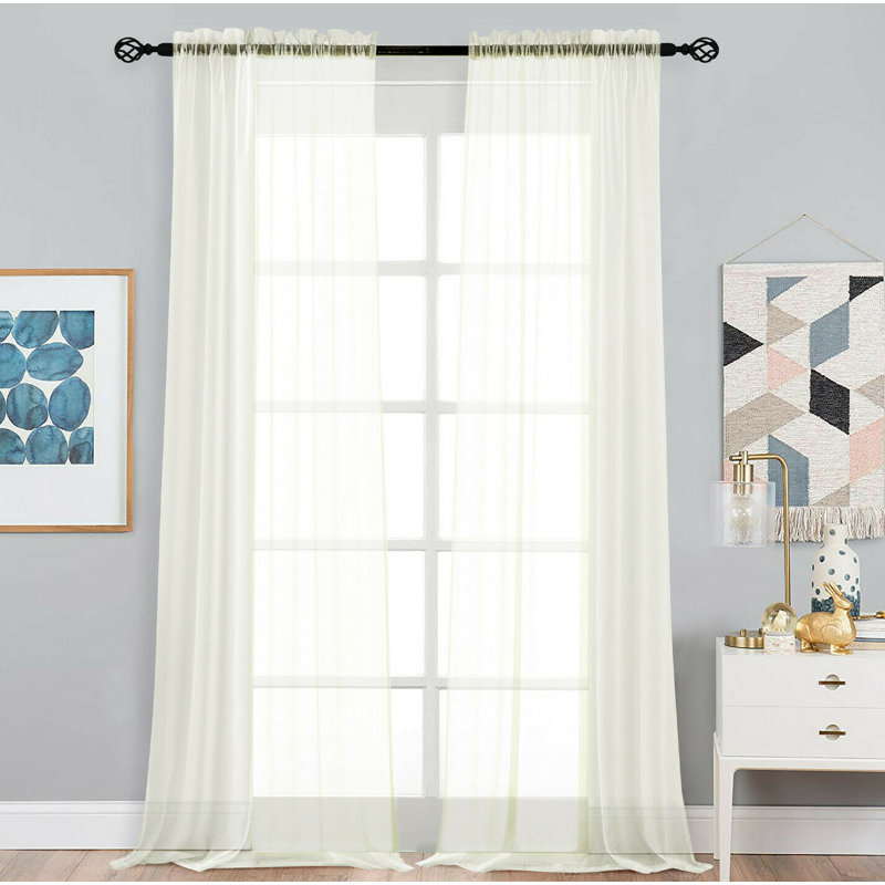 Rideaux transparents avec passe-tringle Dima, Ivoire, l 52 po x L 108 po