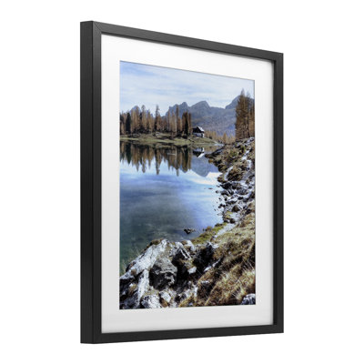 Stupell Industries Lake Cabin Forest Landscape Framed Print Under Glass, Design By Marcus Prime In Midnight Black Frame