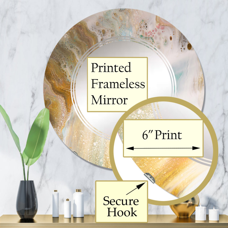 Art fluide dans des tons pastel I - Miroir mural moderne, 32 po x 32 po