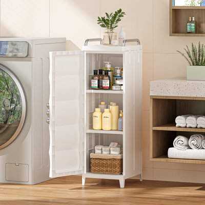 Armoire de rangement pliable à 3 niveaux en plastique avec portes transparentes et tablettes amovibles