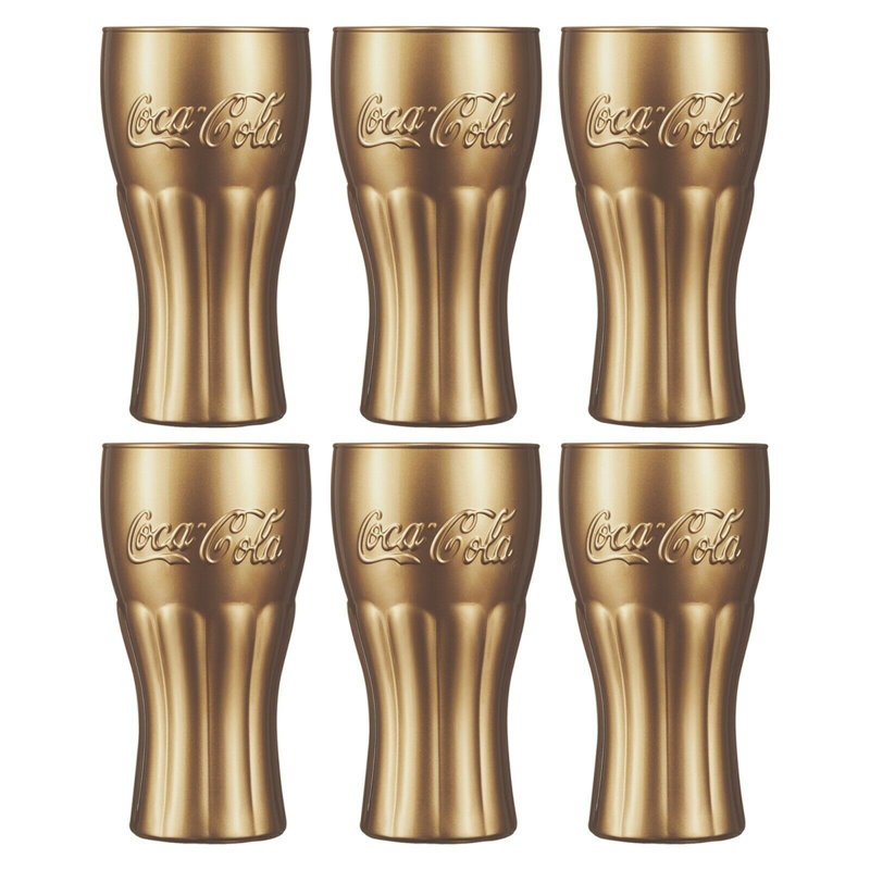 370ml Drinking Glass Set, Gold, 6