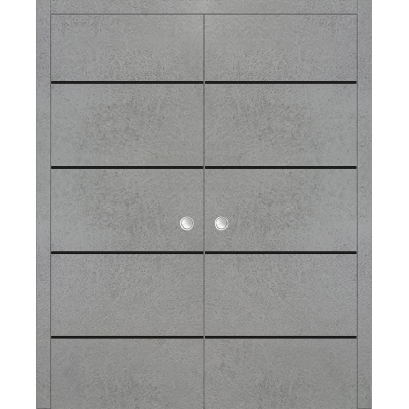 Portes françaises en bois massif massif, Béton, 36 po x 80 po