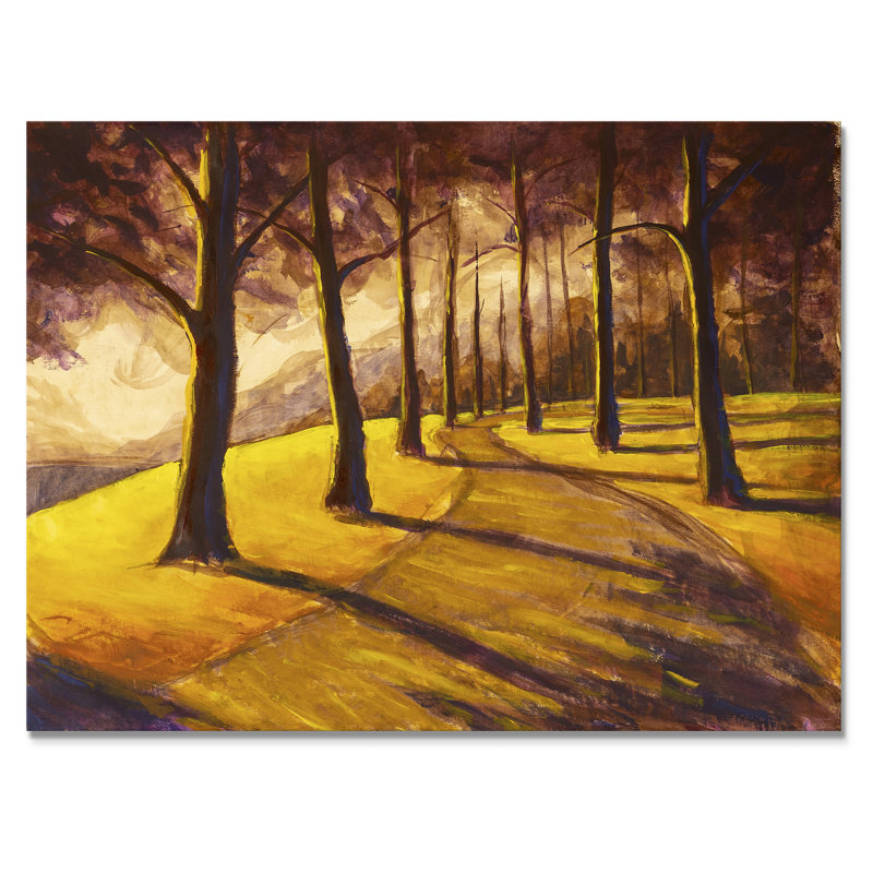 Chemin de randonnée pédestre dans la forêt ensoleillée, impression sur toile, H 16 po x l 32 po x P 1 po, Toile tendue