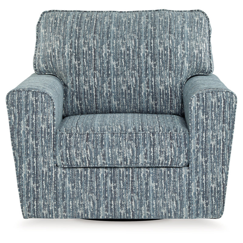 Twilight Black Stripe Swivel Accent Chair with Metal Base