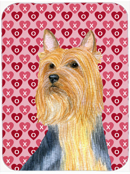 Planche à découper en verre terrier caroline en soie d’amour et de saint-valentin Valentine Hearts