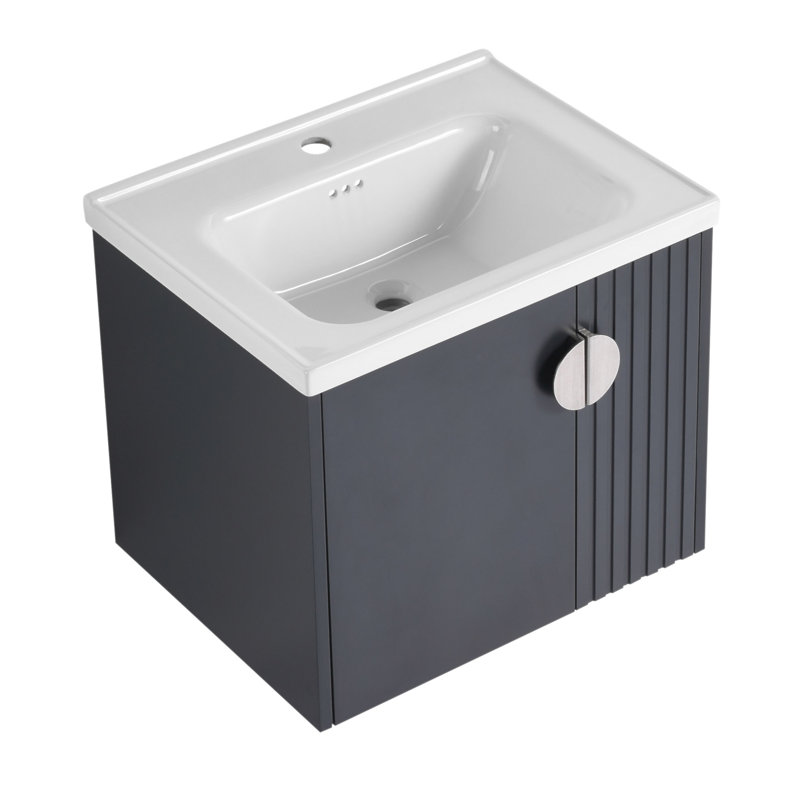 Meuble-lavabo compact de 24 po avec lavabo, porte à fermeture en douceur, idéal pour les petites salles de bain et un design moderne