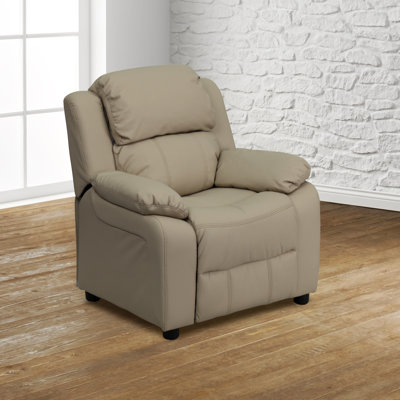 Degeorge Deluxe Padded Contemporary Kids Recliner with Storage Arms