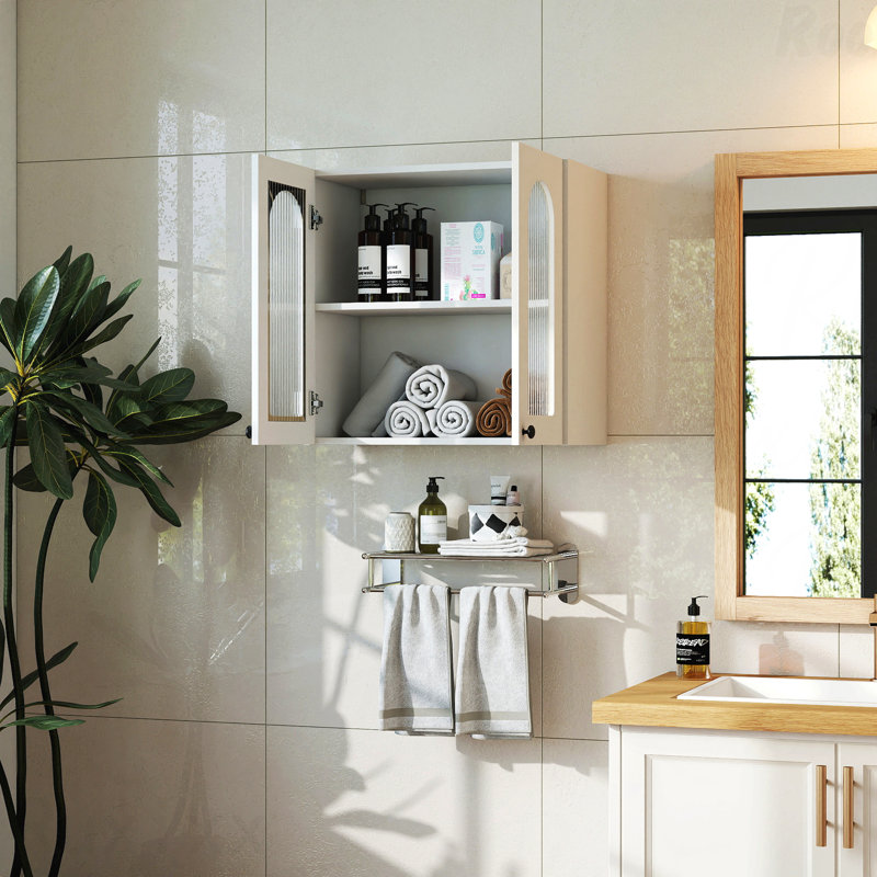 Armoire murale en verre arquée, porte-tablette flottante non réglable pour cuisine, salle de bain et salon